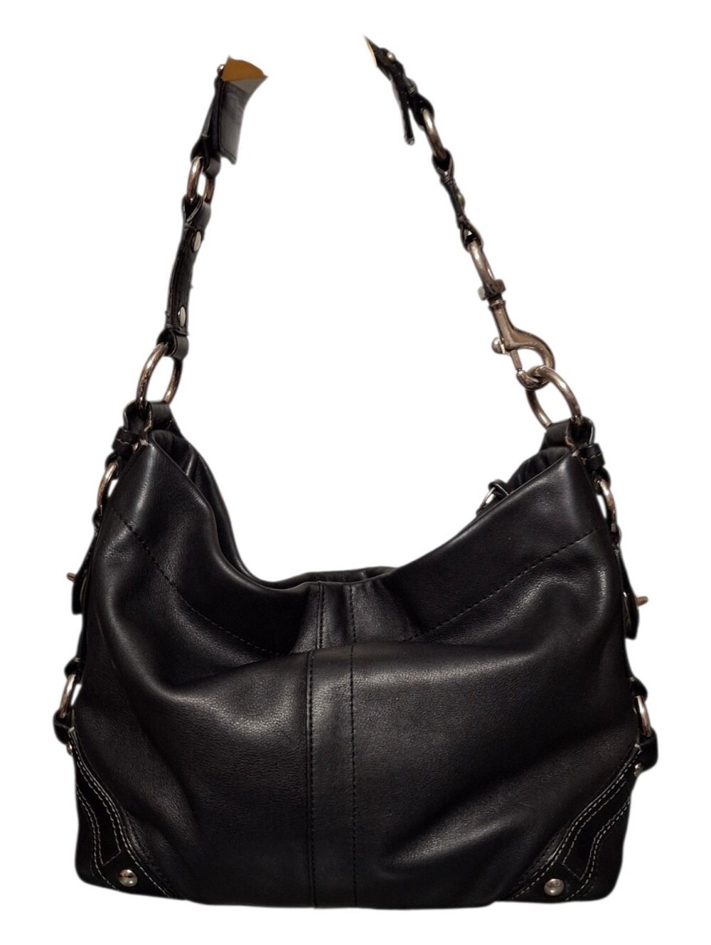 Coach Carly Classic Black Leather Hobo Shoulder Bag - Timeless Everyday Style - Picture 2 of 16